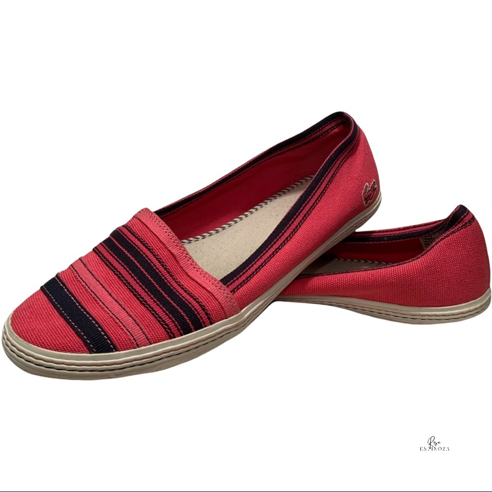 Lacoste women pink and navy blu slip on canvas size 9.5